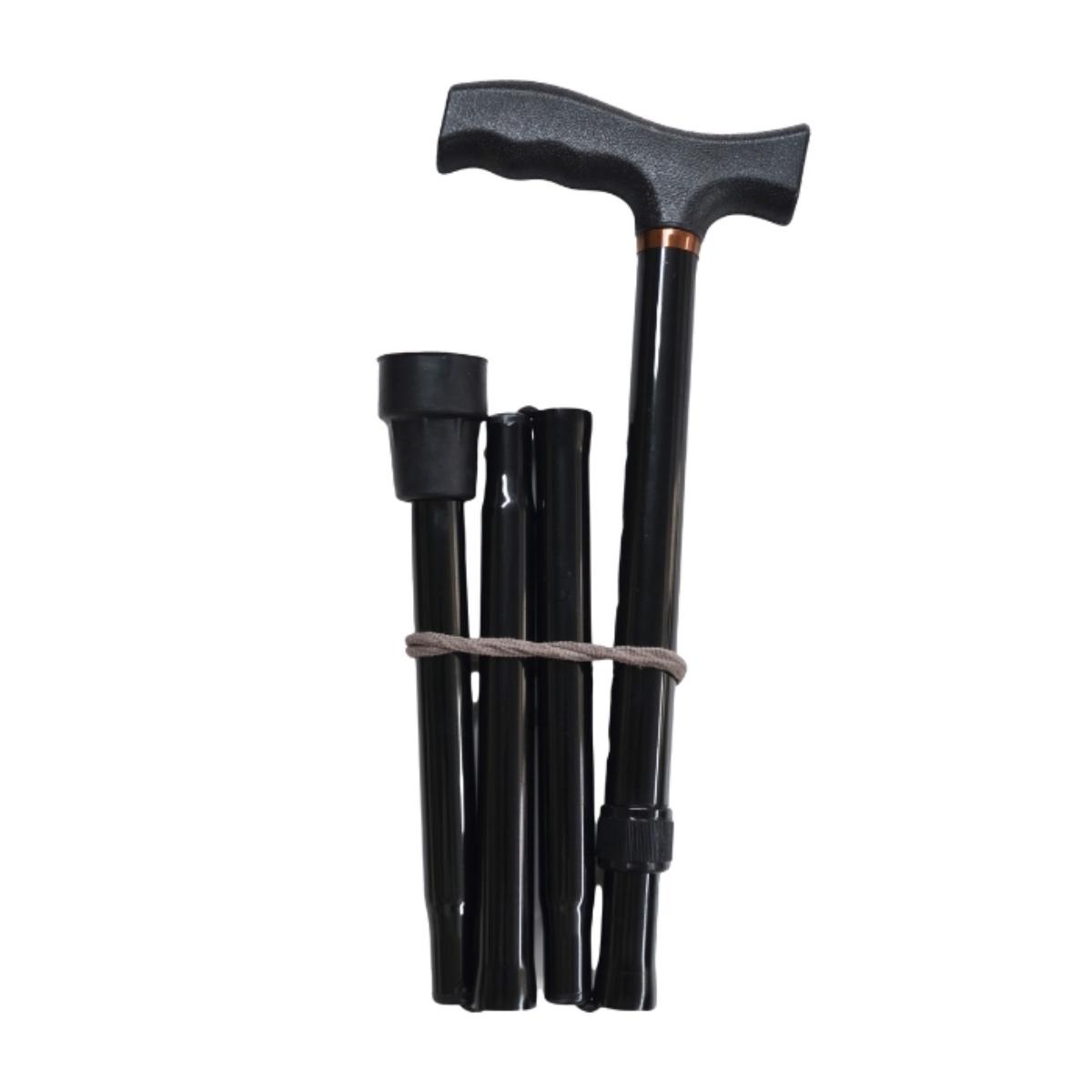 Black folding cane on a white background