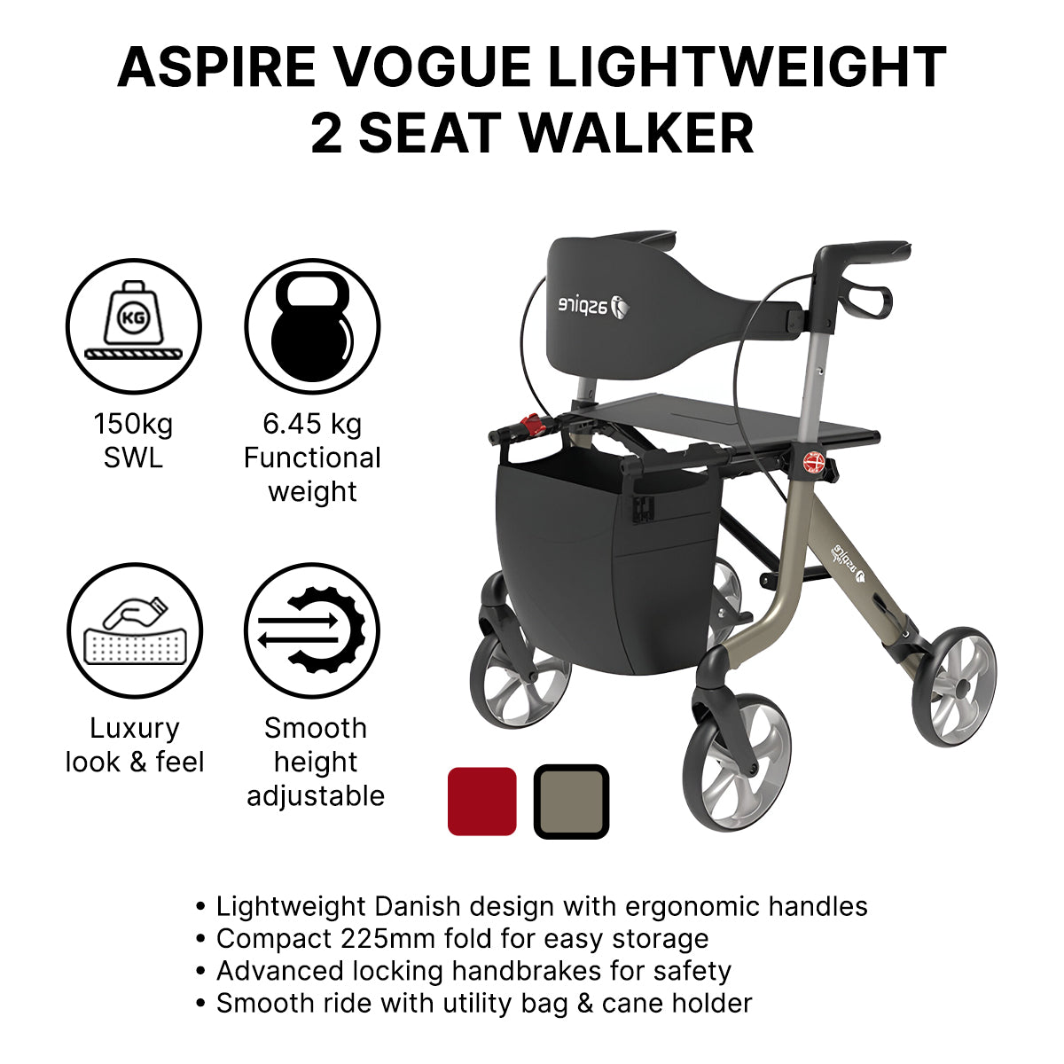 Aspire Vogue Lightweight 2 Seat Walker (Hire)