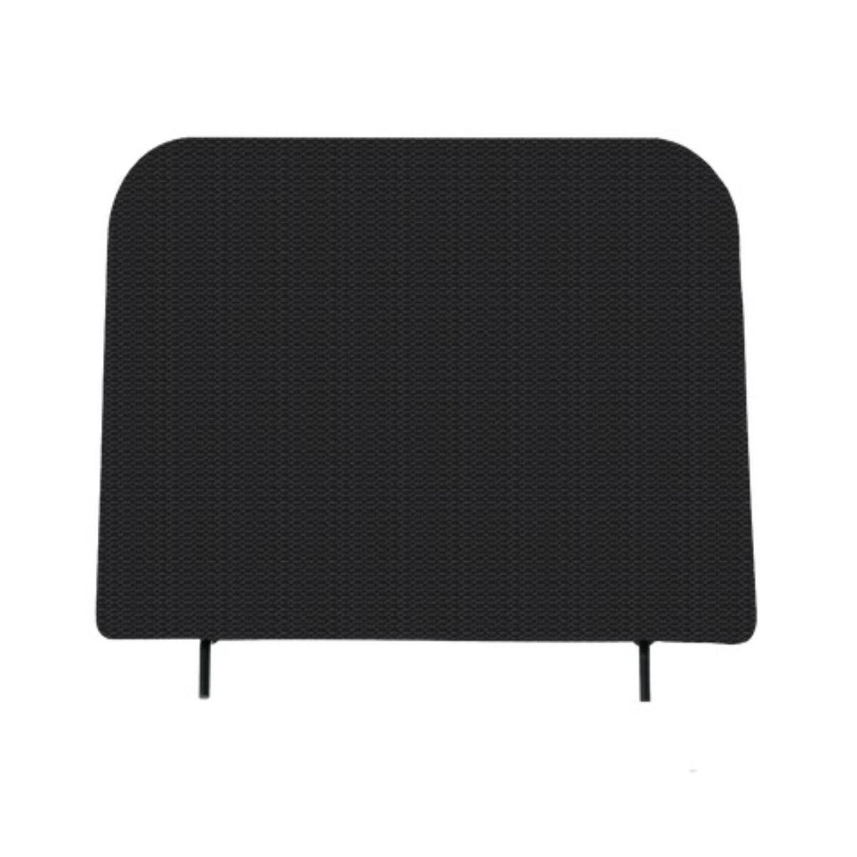 Black textured headboard on a white background