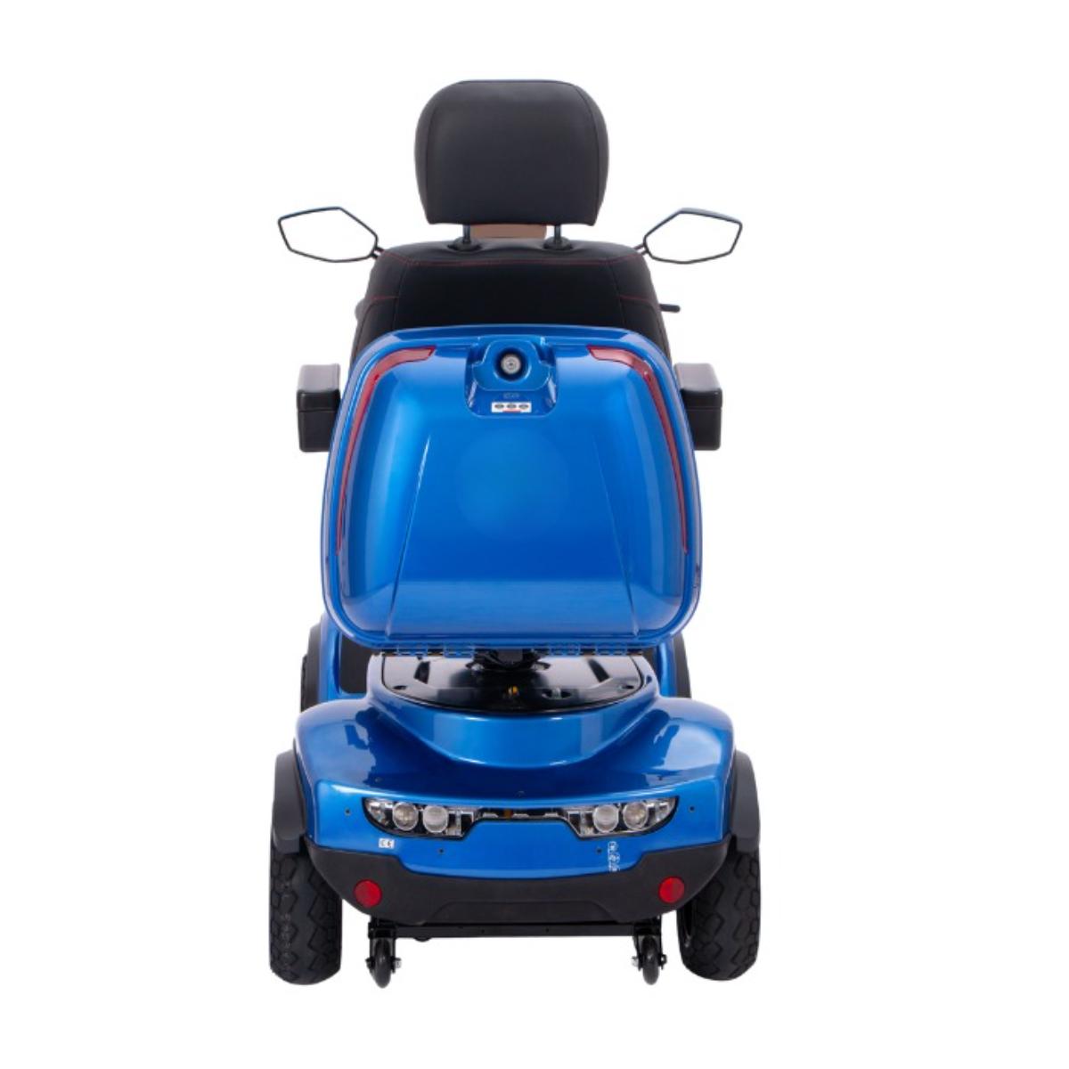 Blue mobility scooter on a white background