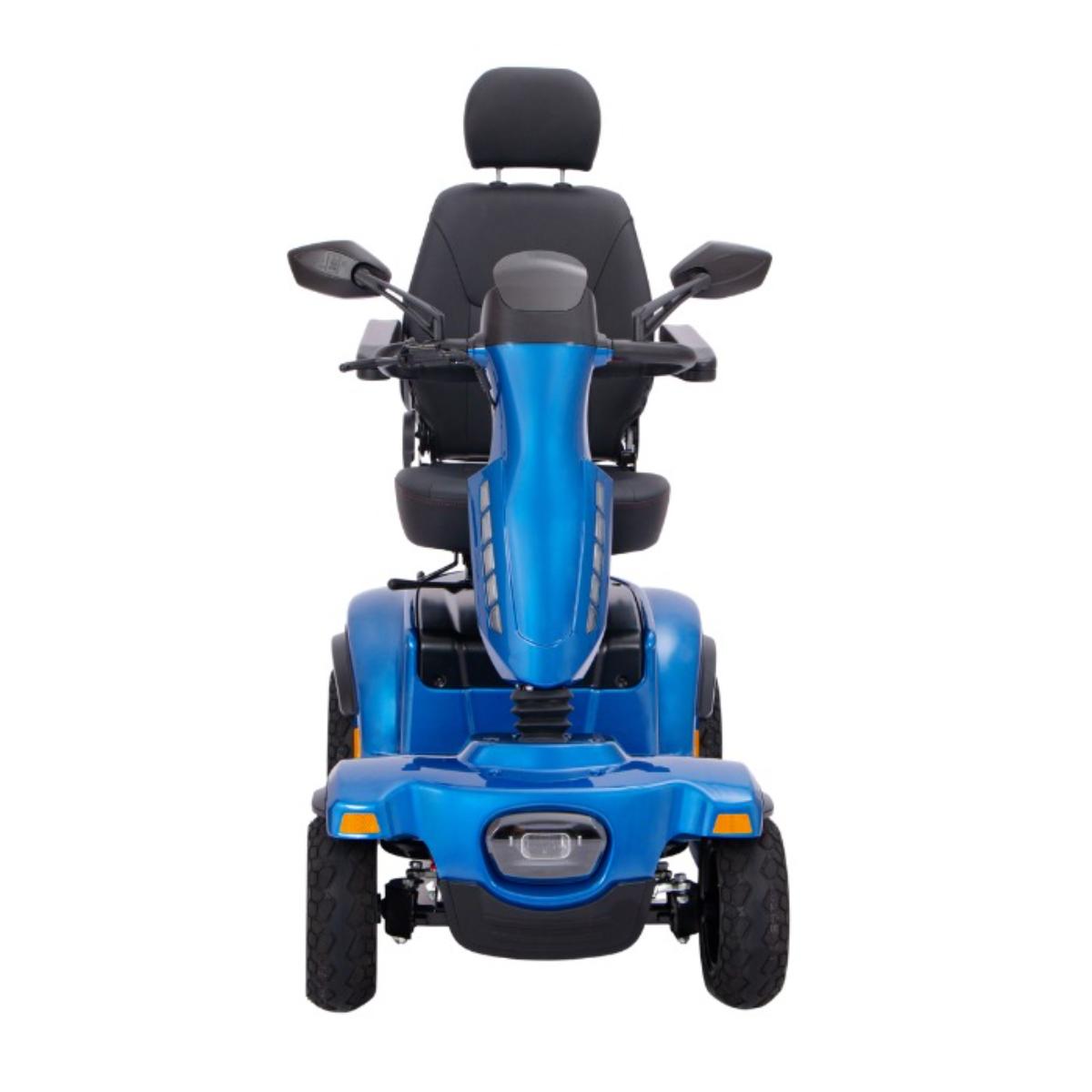 Blue mobility scooter on a white background