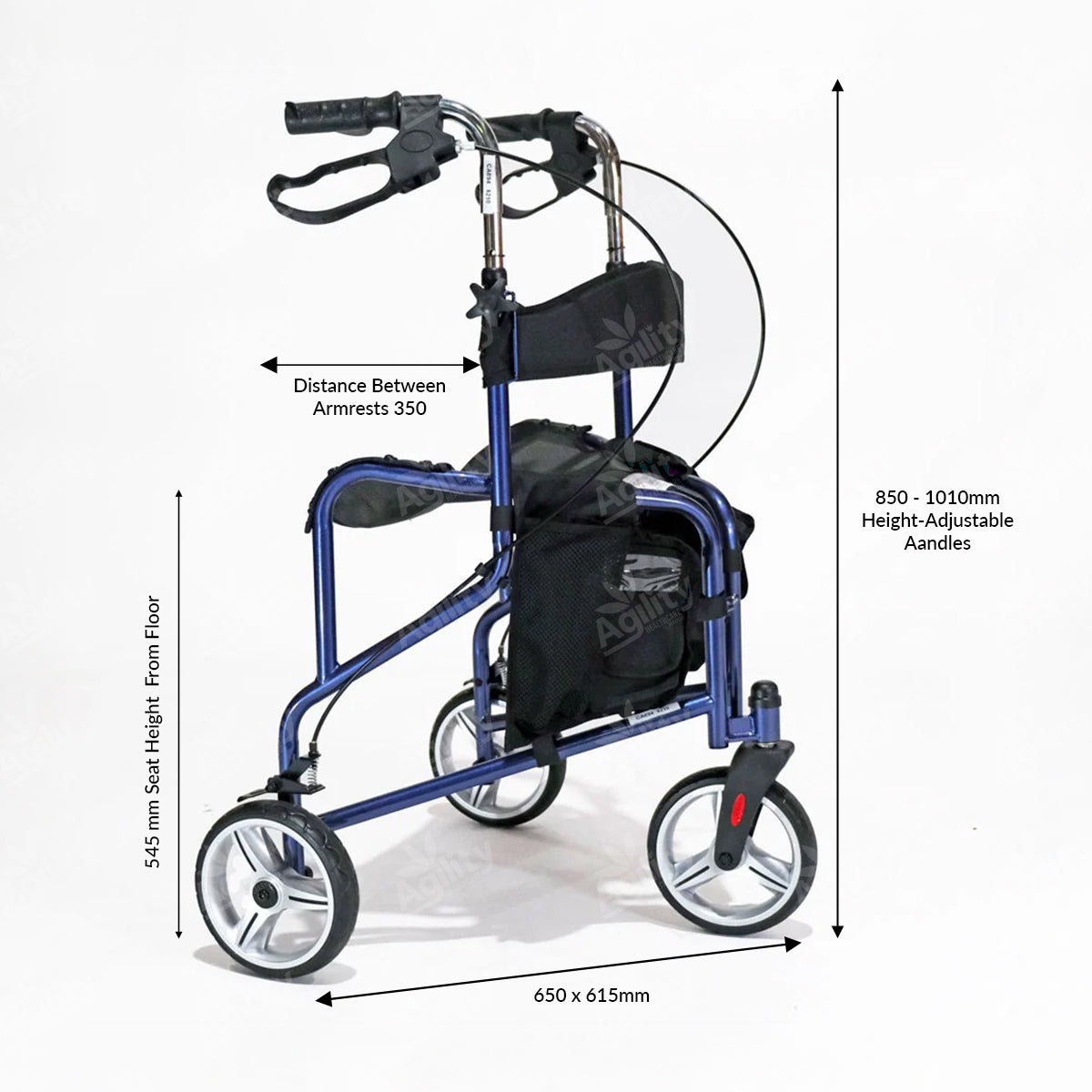 Triad 3-Wheel Rollator with Seat – Lightweight Folding Mobility Walker
