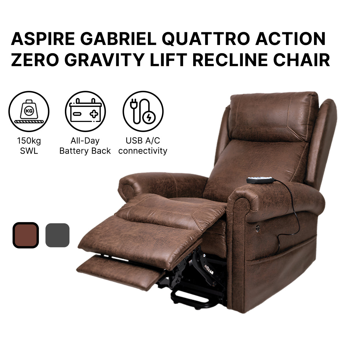 Aspire Gabriel Quattro Action Zero Gravity Lift Recline Chair