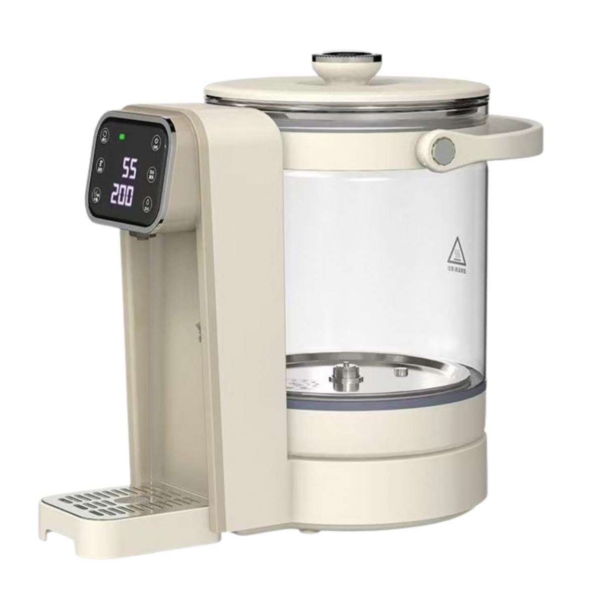 White Instant Hot Water Kettle with digital display on a white background