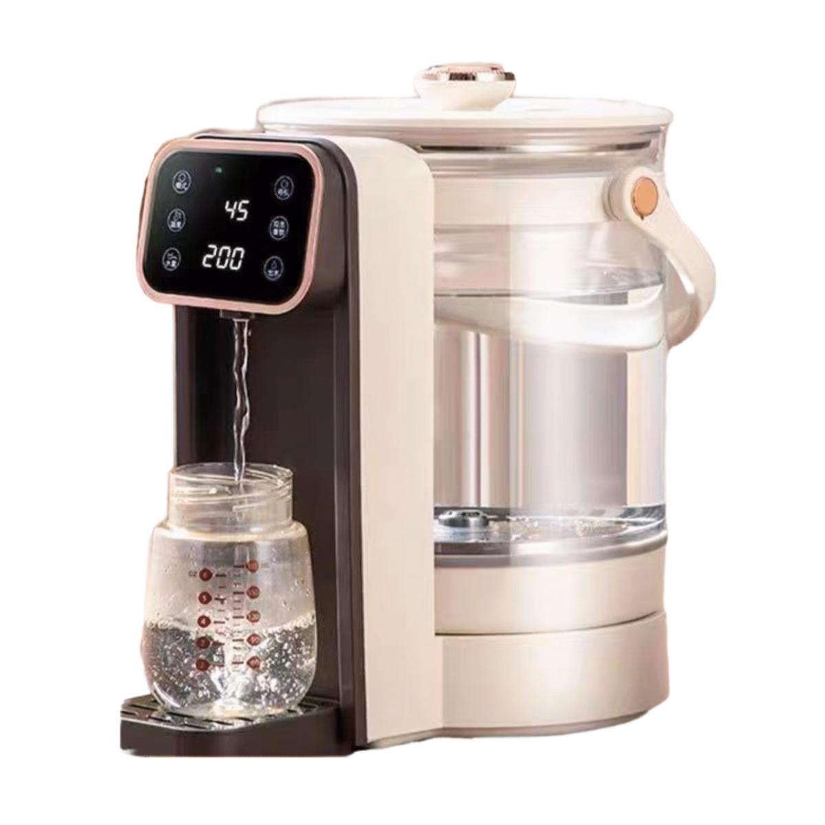 Instant Hot Water Kettle with digital display and measuring cup on a white background