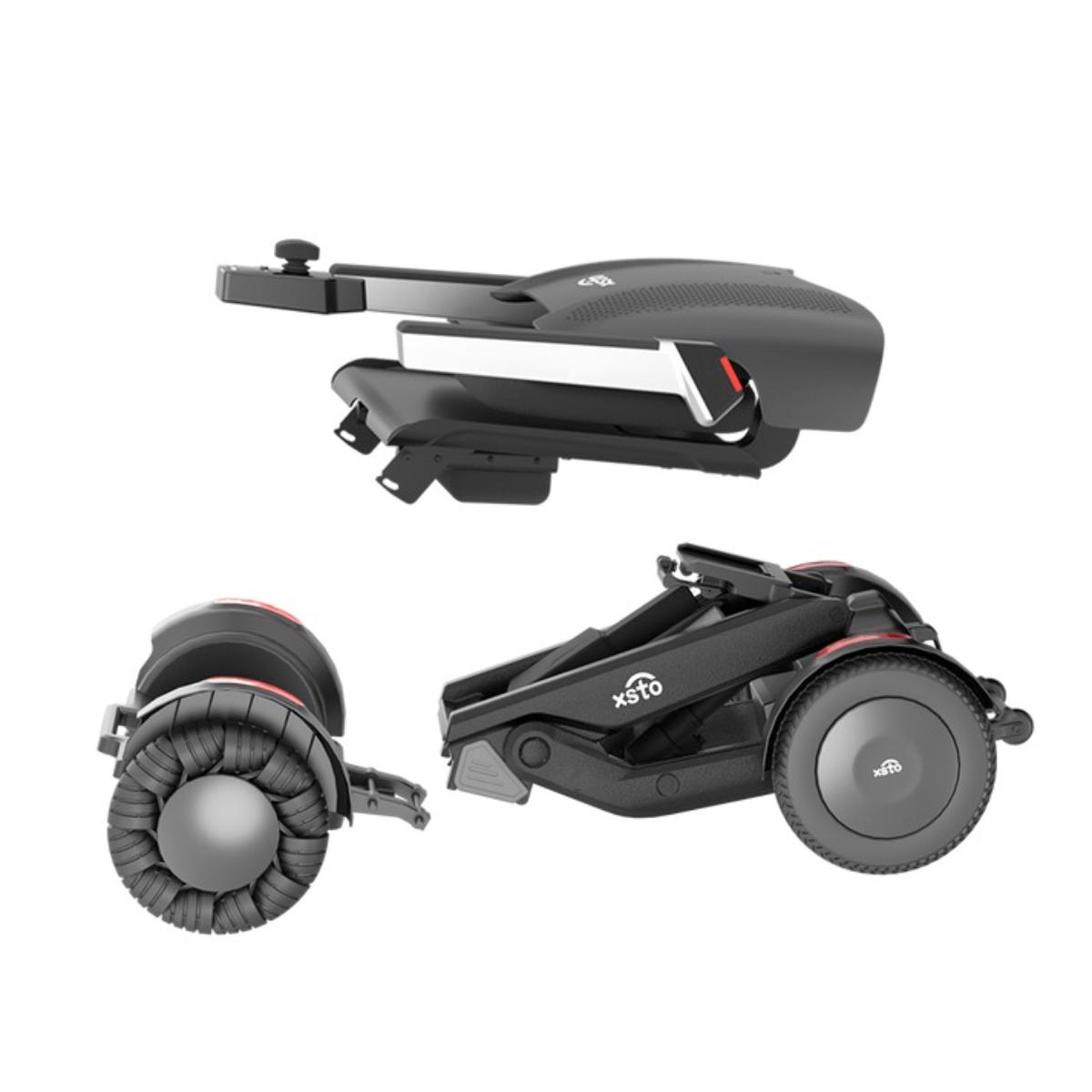 M4 Power wheelchair Black and red lawn mower parts on a white background