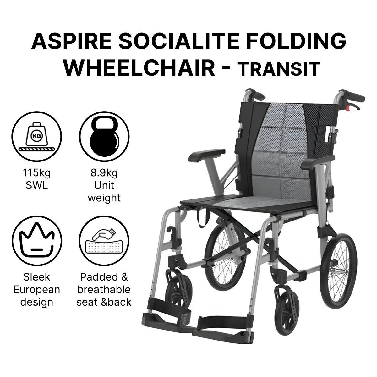 Aspire Socialite Folding Transit  Manual Wheelchair