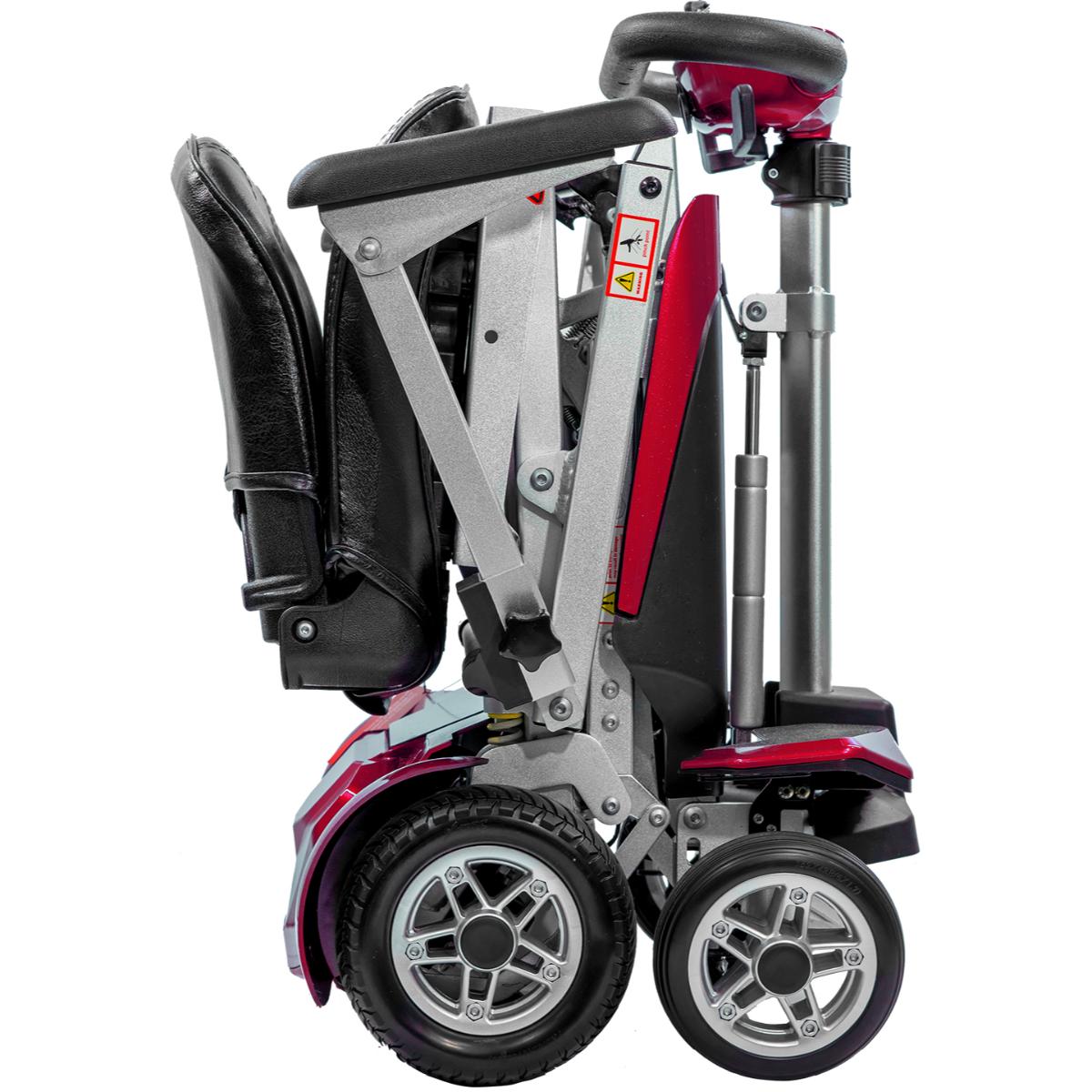 Solax Transformer Comfort Pro Red Foldable mobility scooter with red and black design on a white background