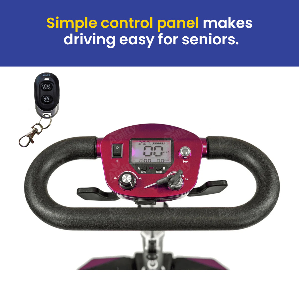Control panel with digital display and remote control on a white background
