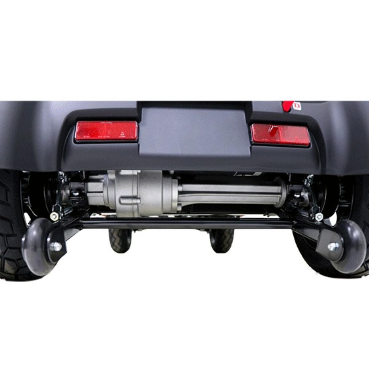 Close-up of a Aspire Juno Large Mobility Scooter system on a white background