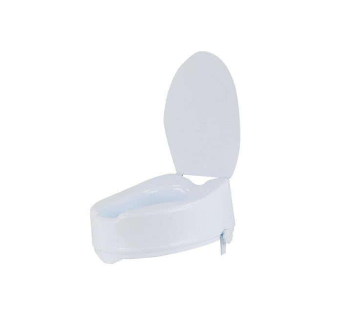 White toilet seat with cover on a white background