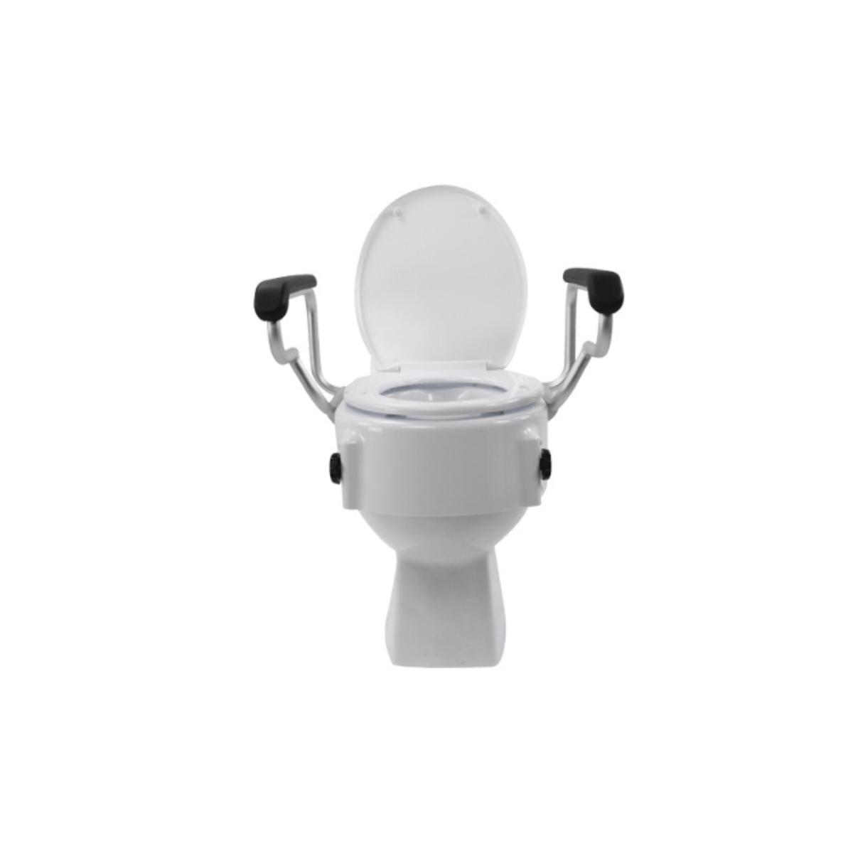 Adjustable Toilet Seat Raiser (3 Levels) with Armrests & Lid – Safer & Easier Sitting Support
