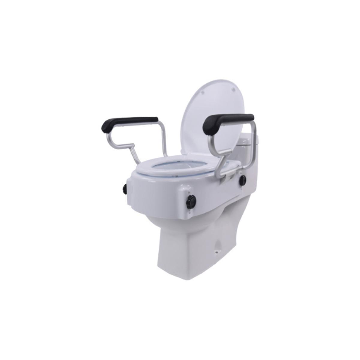 Adjustable Toilet Seat Raiser (3 Levels) with Armrests & Lid – Safer & Easier Sitting Support